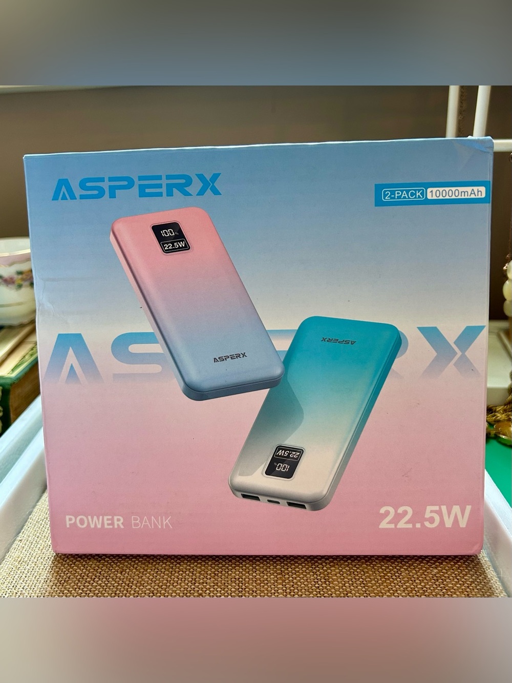 AsperX 2 Pack Power Bank Set Pink + Blue New in Box